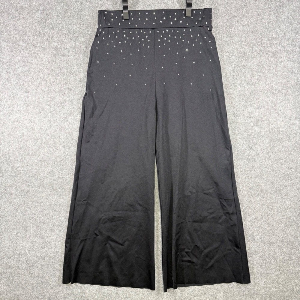 Weissman Rhinestone Wide Leg Pants Womens Medium Black Sparkly Dance Performance
